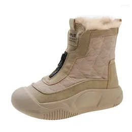 Casual Shoes Top Quality Retro High-top Plush Boots Women's 2024 Short Fashion Versatile Snow Platform Winter