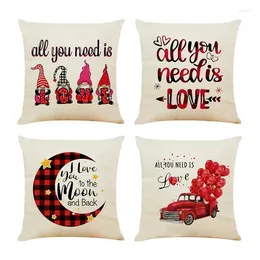 Pillow Case Valentines Day Covers 18x18 Set Of 4 Pillowcases Plaid Decorations Home Throw For Car Office Coffee