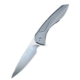 Special Offer A5026 High End Flipper Knife M390 Satin Blade CNC TC4 Titanium Alloy Handle Ball Bearing Outdoor Camping Hiking Fishing EDC Pocket Knives