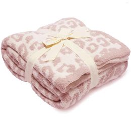 Blankets Summer Imitation Cashmere Throw Blanket Knitting Leopard Print Portable Microfiber Airplane Household Cover Sofa Decor