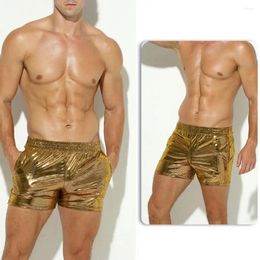 Men's Shorts Men Casual Stylish Faux Leather With Elastic Waistband Breathable Fabric Pockets For Stage Performances