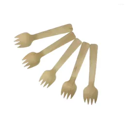 Disposable Flatware Wooden Forks Spork Cake Dessert Cheese Fork Cutlery Wedding Birthday Party Tableware