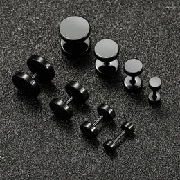 Stud Earrings Stainless Steel For Men Round Black Screw Ear Nails Mens Trendy Jewellery Accessories Gift Party