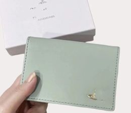 All-match British Card Holder Solid Colour Long-Shaped Saturn Logo Cowhide Card Holder Document Package