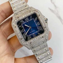 Relógio de luxo relógios para homens mecânico hip hop bussdown vvs moissanite diamante marca stainls aço marca superior suíço digners