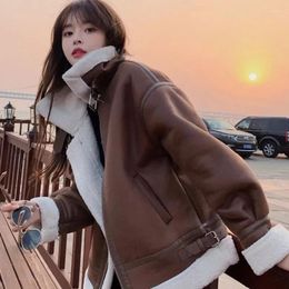 Women's Jackets Lambswool Coat Women Autumn And Winter 2024 Thick Fur One Motorcycle Suit Short Plush Cotton-Padded Jacket Coats