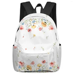 Backpack Spring Watercolor Flower Leaves Student School Bags Laptop Custom For Men Women Female Travel Mochila