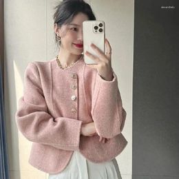 Women's Jackets Harajuku Elegant Short Wool Coat Women Korean Luxury Solid Single Breasted Old Money Style Loose Outerwear Autumn Winter