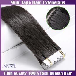 Extensions JSNME Mini Tape In Human Hair Extensions Natural Seamless Invisible SKin Weft Remy Human Hair Black Brown Blonde For Salon