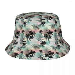 Berets Coconut Tree Bucket Hat Resort Style Harajuku Fisherman Caps Soft Fold Fishing Visor Hats For Unisex Retro Custom DIY Cap