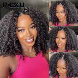 Synthetic Wigs Kinky Curly V Part Wig Human Hair No Leave Out Thin Part Malaysian Hair Wigs for Women 250 Density Afro Curly Glueless U Part Wi 240328 240327