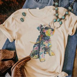 Women's T Shirts Schnauzer Tee Women Manga Designer Graphic Girl Clothing