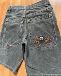 Hip Hop Jnco Jeans Denim Shorts Vintage Pattern Men Women Summer Harajuku Gothic Men Basketball Purple Shorts Streetwear 427