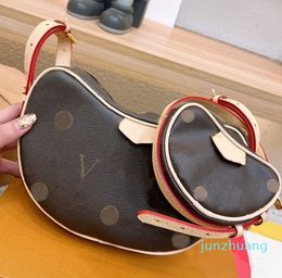 Woman Hobo Shoulder Bags designer bag luxury moon bags 2-PIECE fashion small print purse mini hang pouch Leather