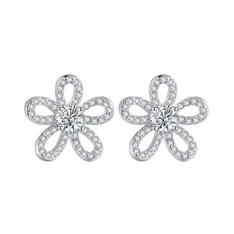 Silberne Sterling-Volldiamant-Sonnenblumen-Halskette mit fünf Blumen, Schlüsselbeinkette für Damen, Instagram-Explosion, Volldiamant-Halskette und Ohrringe