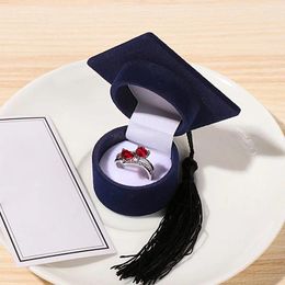 Jewelry Pouches Velvet Ring Box Graduation Bachelor Cap Packging Wedding Engagement Earring Gift Organizer