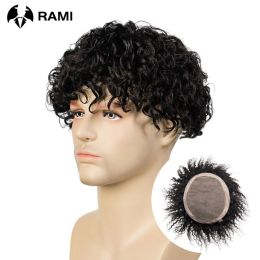 Toupees Toupees Durable Curly Hair Toupee For Men Fine Mono Afro Curly Hair System Unit for Black Men For Man Natural Male Hair Prosthesi