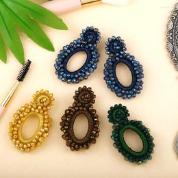 Stud Earrings 2024 Jewelry Rice Ball Handmade Bohemian Style For Women Crystal Ladies Fashion Party Accessories