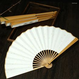 Decorative Figurines White Paper Fan With Blank Space For Calligraphy And Painting DIY Hand Drawn 7/8/9/10 Inch Rice Folding