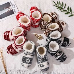 HBP Non-Brand Winter Fur Slippers Women Warm House Slippers Plush Slides Christmas Cotton Indoor Home Floor Shoes