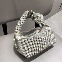 Hip Shoulder Bags Womens Designer Handbags Handmade Dinner Bag Sparkling Diamond Tote Handbag Full 240311