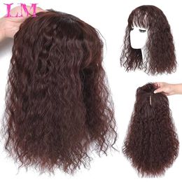 Synthetic Wigs Bangs LM Synthetic Long Water Wavy Curly Half Head Wig Womens Hairpieces Invisible Head Top Wig Block Increase Hair Volume 240328 240327