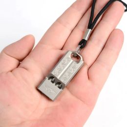 Tools Titanium Outdoor Emergency Whistle 120 Decibels EDC Necklace Lanyard Whistle M68D