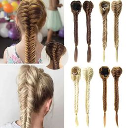 Synthetic Wigs Lace Wigs Braided Wig Stylish Natural Look Long Braided Fishtail Ponytail Wig Synthetic Hair for Women Girls 240328 240327