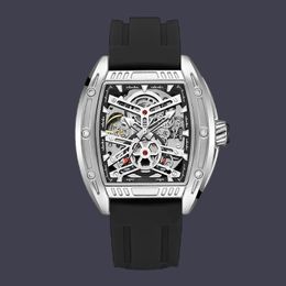 Automatic watch man plated silver mechanical movement designer watches perfect fashionable montre luxe skeleton square dial wristwatch waterproof sb060 C4