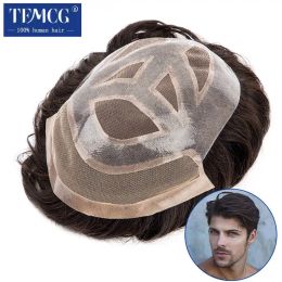 Toupees Toupees Toupees Mono & Pu With Lace Front Breathable For Male Hair Prosthesis 100% Indian Human Hair Toupee Men Exhuast Systems Fo