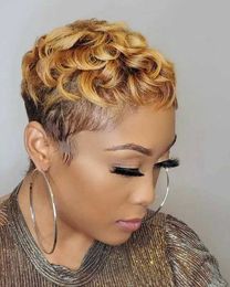 Synthetic Wigs BeiSDWig Synthetic Curly Wigs for Black/White Women Short Brown Wig with Blonde Bangs Curly Hairstyles for Women 240328 240327
