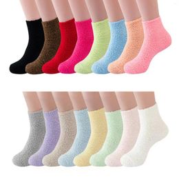 Men's Socks Basketball Sports For Men Winter Candy Color Tube Coral Fleece Floor Solid Warm Ski Womens