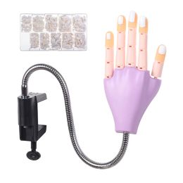 Kits Diozo Adjustable Manicure Practice Hand Training Model Reusable Hand Model Bendable Finger with Nail Tips for Beginner Practice