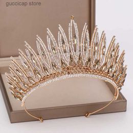 Tiaras Crown Crystal Beauty Pageant Big Wedding Tiara Rhinestone Queen Tiaras And Crowns Diadem Hair Jewelry Wedding Hair Accessories Y240319