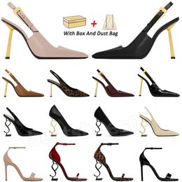 2024 Sandálias de Salto Alto Saint Laurent Luxurvs Designer Open Toe Stiletto Heel Paris Vestido Clássico Mulheres 10cm Moda Festa Casamento Bombas de Escritório com Caixa Tamanho 35-41