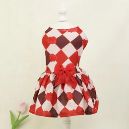 Dog Apparel Durable Dress Fashionable Plaid Bow For Pets Soft Comfort Style Dogs Cats Parties Birthdays Weddings Printed