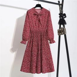 Casual Dresses Boho Floral Chiffon Vintage Maxi Dress Long Sleeve Lace Up Streetwears Party Elegant For Girls Teens 2024 Vestidos