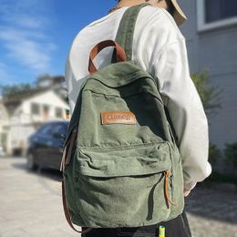 Cool Girl Boy Canvas Green Laptop Student Bag Trendy Women Men College Female Backpack Male Lady Travel Fashion 240313