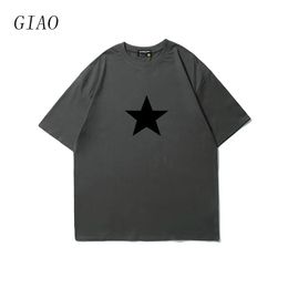 Y2K Aesthetics Many Colors Cotton T-Shirts 2000s Stars Print Streetwear Short Sleeve Summer Casual Fashion Elegant Tshirts 240314