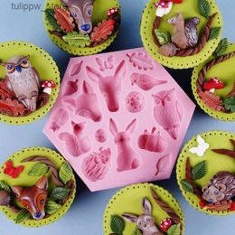 Baking Moulds Luyou Owl Squirrel Giraffe Animals Cake Silicone Moulds Fox Fondant Cake Decorating Tools Chocolate Gumpaste Candy Moulds FM1426 L240319
