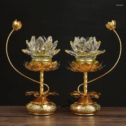 Candle Holders 2pcs Lantern Lotus Shaped Flower Simulated Candlestick Ancestral Hall Supplies Pray For Auspiciousness Temple Home Decoration