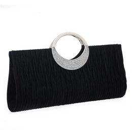 Hip Shoulder Bags Womens Bag Pleated Portable Diamond Dinner Bag Hand Evening Banquet Wedding Gift Purses Handbags 240311