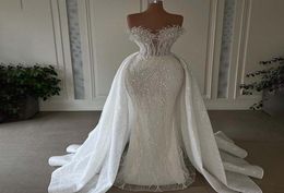 Sparkly Sequins Mermaid Wedding Dress For Bride Sweetheart Neck Lace Beads Vestido De Noiva Sereia Bridal Gowns Charming1383385
