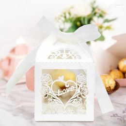 Gift Wrap 5pcs Flower Lover Herat Laser Cut Favours Gifts Box Hollow Candy Boxes With Ribbon Baby Shower Engagement Wedding Party Decor