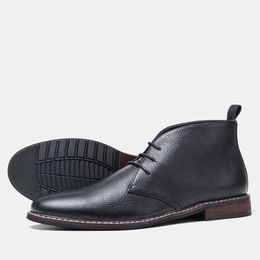 HBP Non-Brand Black Genuine Leather Poloboots Business Chukka Boots for men