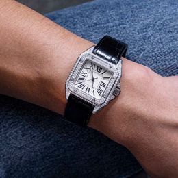 Relógio de luxo para homens, mecânico, suunto core, couro preto, moissanite, diamante, marca superior, designers suíços, relógio de pulso