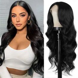 Synthetic Wigs Bestselling new wig female middle part long hair big wave synthetic high temperature silk mechanism whole head cover 240328 240327