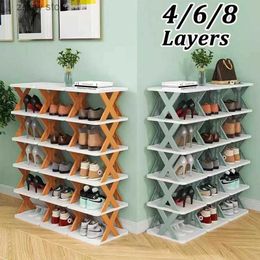 Storage Holders Racks Colour door cabinet matching storage folding Organiser space saving 2-9 layer simple shoe rack for footwear Y240319