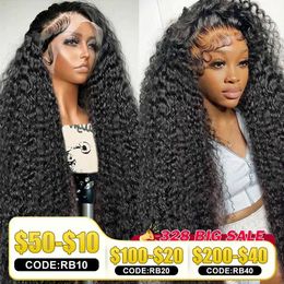 Synthetic Wigs Rosabeauty 250 Density 13x4 13x6 HD Loose Deep Wave Human Hair Wigs 30 inch Water Curly 360 Lace Front Human Hair Wigs For Women 240329