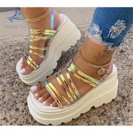 HBP Non-Brand Summer Hot Selling Shiny Rainbow Open Toe Gladiator Platform Woman Sport Heel sandals for Outdoor Wear